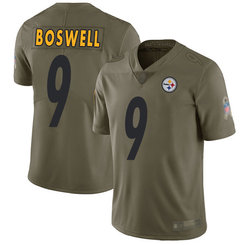 Youth Pittsburgh Steelers Football #9 Limited Olive Chris Boswell 2017 Salute to Service Nike NFL Jersey->youth nfl jersey->Youth Jersey